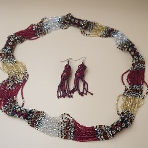Elegant Beaded Necklace and Earring Set